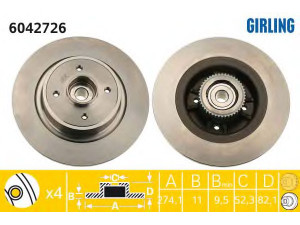 GIRLING 6042726 stabdžių diskas 
 Dviratė transporto priemonės -> Stabdžių sistema -> Stabdžių diskai / priedai
7701206327, 7701206328