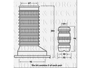 BORG & BECK BPK7102 apsauginio dangtelio komplektas, amortizatorius
