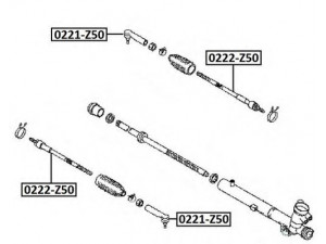 ASVA 0221-Z50 skersinės vairo trauklės galas 
 Vairavimas -> Vairo mechanizmo sujungimai
48520-CB025, D8520-CB025