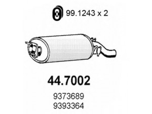 ASSO 44.7002 galinis duslintuvas 
 Išmetimo sistema -> Duslintuvas
5466131, 8822256, 9373689, 9393364