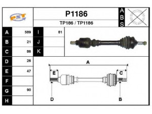 SNRA P1186 kardaninis velenas 
 Ratų pavara -> Kardaninis velenas
32724F, 32725F