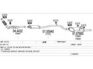 MTS C260304006212 išmetimo sistema 
 Išmetimo sistema -> Išmetimo sistema, visa