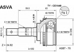 ASVA TY-CE1A48 jungčių komplektas, kardaninis velenas 
 Ratų pavara -> Sujungimai/komplektas
43470-09250, 43410-05020, 43410-05050