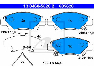 ATE 13.0460-5620.2 stabdžių trinkelių rinkinys, diskinis stabdys 
 Techninės priežiūros dalys -> Papildomas remontas
45022-TF0-G01, 45022-TF0-G02, 45022-TM8-G00