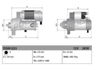 DENSO DSN1223 starteris 
 Elektros įranga -> Starterio sistema -> Starteris
28100-50080, 28100-50081, 28100-50110