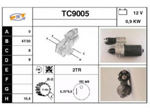 SNRA TC9005 starteris 
 Elektros įranga -> Starterio sistema -> Starteris
5491077R, GX0610501BR, GX0610502AR