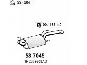 ASSO 58.7045 galinis duslintuvas 
 Išmetimo sistema -> Duslintuvas
1H5253609AD