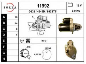 EAI 11992 starteris 
 Elektros įranga -> Starterio sistema -> Starteris
M0T45271