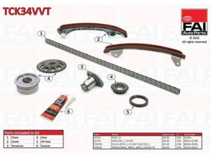 FAI AutoParts TCK34VVT pavaros grandinės komplektas 
 Variklis -> Variklio uždegimo laiko reguliavimo kontrolė -> Sinchronizavimo grandinė/įtempiklis/kreiptuvas -> Pavaros grandinės komplektas
13506-88600