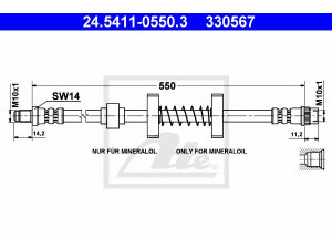 ATE 24.5411-0550.3 stabdžių žarnelė 
 Stabdžių sistema -> Stabdžių žarnelės
96 037 346