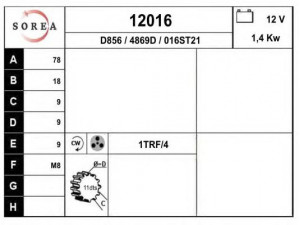 EAI 12016 starteris 
 Elektros įranga -> Starterio sistema -> Starteris
8970964260, S114488, 8970964260