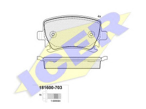 ICER 181600-703 stabdžių trinkelių rinkinys, diskinis stabdys 
 Techninės priežiūros dalys -> Papildomas remontas
1K0 698 451, 1K0 698 451 B, 1K0 698 451 E