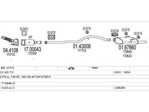 MTS C260288006196 išmetimo sistema 
 Išmetimo sistema -> Išmetimo sistema, visa