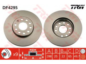 TRW DF4295 stabdžių diskas 
 Dviratė transporto priemonės -> Stabdžių sistema -> Stabdžių diskai / priedai
1K0615301K, 1K0615301T, 5C0615301A