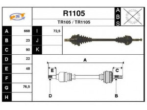 SNRA R1105 kardaninis velenas 
 Ratų pavara -> Kardaninis velenas
7700655121, 77013448098, 7701498698