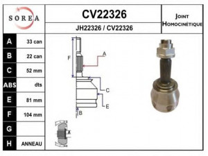 EAI CV22326K jungčių komplektas, kardaninis velenas 
 Ratų pavara -> Sujungimai/komplektas