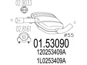 MTS 01.53090 vidurinis duslintuvas 
 Išmetimo sistema -> Duslintuvas
120253409A, 1L0253409A, 120253409A