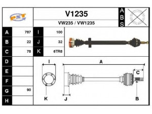 SNRA V1235 kardaninis velenas 
 Ratų pavara -> Kardaninis velenas
357407272B, 357407272F, 357407272FX