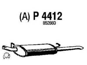 FENNO P4412 galinis duslintuvas 
 Išmetimo sistema -> Duslintuvas
852355, 852883, 852885, 852886