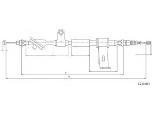 CABOR 12.0103 trosas, stovėjimo stabdys 
 Stabdžių sistema -> Valdymo svirtys/trosai
50505483