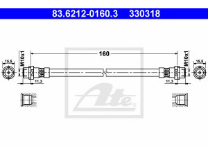 ATE 83.6212-0160.3 stabdžių žarnelė 
 Stabdžių sistema -> Stabdžių žarnelės
8A0 611 775 A, 8D0 611 775 C