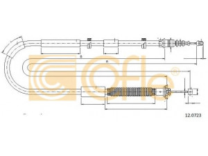 COFLE 12.0723 trosas, stovėjimo stabdys 
 Stabdžių sistema -> Valdymo svirtys/trosai
51702642