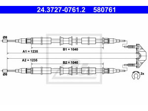 ATE 24.3727-0761.2 trosas, stovėjimo stabdys 
 Stabdžių sistema -> Valdymo svirtys/trosai
24468130, 5 22 150, 5 22 450, 9225541