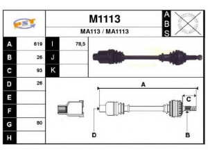 SNRA M1113 kardaninis velenas 
 Ratų pavara -> Kardaninis velenas