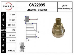 EAI CV22095K jungčių komplektas, kardaninis velenas 
 Ratų pavara -> Sujungimai/komplektas