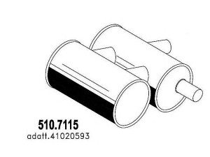 ASSO 510.7115 vidurinis / galinis duslintuvas 
 Išmetimo sistema -> Duslintuvas
41020593, 41020594, 41213999