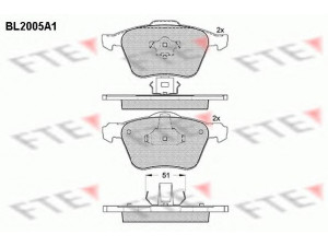 FTE BL2005A1 stabdžių trinkelių rinkinys, diskinis stabdys 
 Techninės priežiūros dalys -> Papildomas remontas
2742856, 30793265