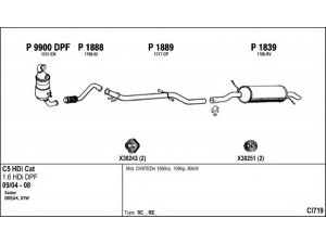 FENNO CI719 išmetimo sistema 
 Išmetimo sistema -> Išmetimo sistema, visa