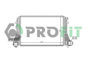 PROFIT PR 0017A3 tarpinis suslėgto oro aušintuvas, kompresorius 
 Variklis -> Oro tiekimas -> Įkrovos agregatas (turbo/superįkrova) -> Tarpinis suslėgto oro aušintuvas
1K0145803, 1K0145803A, 1K0145803B