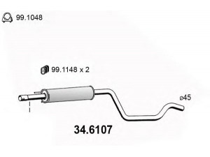 ASSO 34.6107 vidurinis duslintuvas 
 Išmetimo sistema -> Duslintuvas
5852199, 5852444, 5852481, 5852546