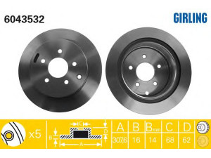 GIRLING 6043532 stabdžių diskas 
 Stabdžių sistema -> Diskinis stabdys -> Stabdžių diskas
43206CA000, 43206CK000, 43206CA000
