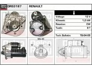 DELCO REMY DRS3187 starteris 
 Elektros įranga -> Starterio sistema -> Starteris
310517, 7700856260, 7700867631
