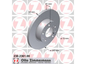 ZIMMERMANN 230.2361.00 stabdžių diskas 
 Dviratė transporto priemonės -> Stabdžių sistema -> Stabdžių diskai / priedai
7 538 682, 717 39 638, 93 500 521