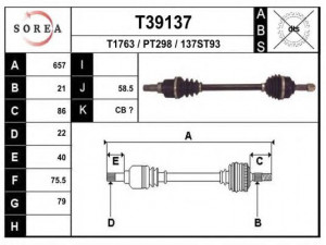 EAI T39137 kardaninis velenas 
 Ratų pavara -> Kardaninis velenas
3272KW, 3272KX