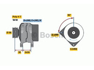 BOSCH 0 123 510 030 kintamosios srovės generatorius 
 Elektros įranga -> Kint. sr. generatorius/dalys -> Kintamosios srovės generatorius