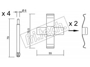fri.tech. KIT.077 priedų komplektas, diskinių stabdžių trinkelės