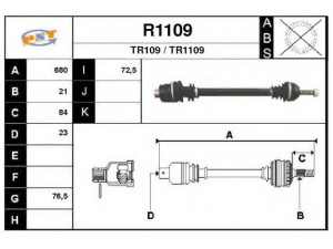 SNRA R1109 kardaninis velenas 
 Ratų pavara -> Kardaninis velenas
7700714760, 7700748696, 7700749063