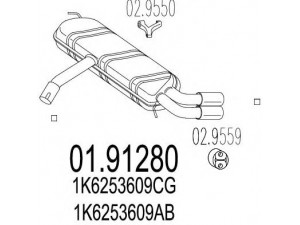 MTS 01.91280 galinis duslintuvas 
 Išmetimo sistema -> Duslintuvas
1K6253609AB, 1K6253609CG