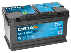 DETA DL752 starterio akumuliatorius; starterio akumuliatorius 
 Elektros įranga -> Akumuliatorius