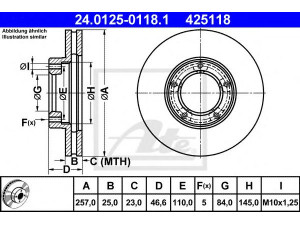 ATE 24.0125-0118.1 stabdžių diskas 
 Dviratė transporto priemonės -> Stabdžių sistema -> Stabdžių diskai / priedai
43512-26040, 43512-26070, 43512-35170