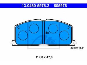 ATE 13.0460-5976.2 stabdžių trinkelių rinkinys, diskinis stabdys 
 Techninės priežiūros dalys -> Papildomas remontas
04465-10040, 04465-12040, 04465-12090