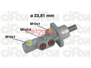 METZGER 202-452 pagrindinis cilindras, stabdžiai 
 Stabdžių sistema -> Pagrindinis stabdžių cilindras
46010AX 701