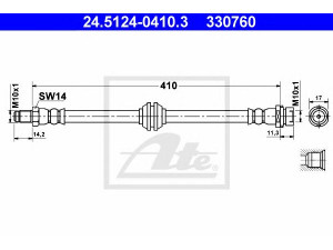 ATE 24.5124-0410.3 stabdžių žarnelė 
 Stabdžių sistema -> Stabdžių žarnelės
1124059, 98AG-2282-DA