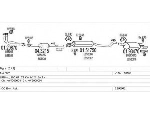 MTS C250542005745 išmetimo sistema 
 Išmetimo sistema -> Išmetimo sistema, visa