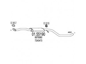 MTS 01.55190 vidurinis duslintuvas 
 Išmetimo sistema -> Duslintuvas
6676960, 6919249, 7243473