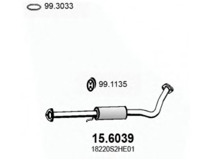 ASSO 15.6039 vidurinis duslintuvas 
 Išmetimo sistema -> Duslintuvas
18220S2H305, 18220S2H902, 18220S2H903